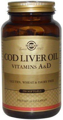 Solgar Cod Liver Oil Vitamin A & D 250 Softgels Вітаміни А і D3 з печінки тріски 496811 фото