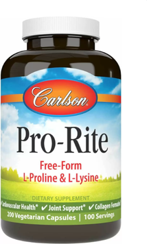 Carlson Labs Pro-Rite L-Proline & L-Lysine L-пролін, L-лізин 200 капсул 878407 фото