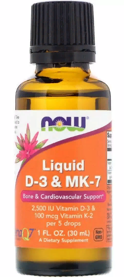 NOW Foods Liquid D-3 And MK-7 Вітамін Д3 та МК-7 30 мл 777158 фото
