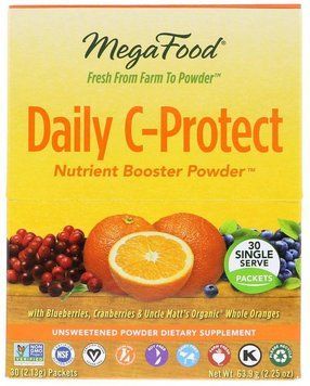MegaFood Nutrient Booster Powder Daily C-Protect Ежедневный комплекс питательных веществ с витамином C фруктовый вкус 30 пакетиков 893737 фото