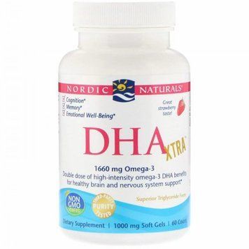 Nordic Naturals DHA Xtra 1000 mg Риб'ячий жир зі смаком полуниці 60 капсул 779646 фото