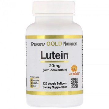 California Gold Nutrition Lutein with Zeaxanthin Лютеїн із зеаксантином 20 мг 120 капсул 1117425 фото