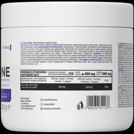 OstroVit Beta Alanine 200 g /40 servings 390688 фото