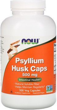 Now Foods Psyllium Husk Caps, 500 mg, 500 Veg Capsules (NOW-05972) 685574 фото