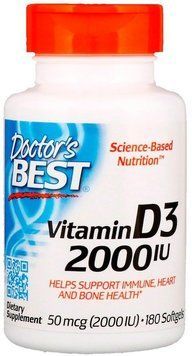 Doctor's Best Vitamin D3, 50 mcg (2,000 IU), 180 Softgels (DRB-00210) 654368 фото