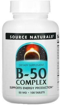 Source Naturals Vitamin B-50 Complex 50mg - 100 Tablets 1452192 фото