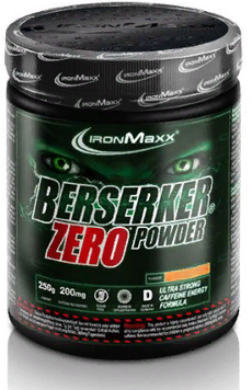 Передтренувальний комплекс IronMaxx Berserker Zero Powder 250 g /35 servings/ Peach Iced Tea 856061 фото