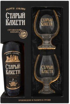Коньяк Старий Кахеті 7 years old 0.5л 40% + 2 келихи (PLK4860013086455) 663181 фото