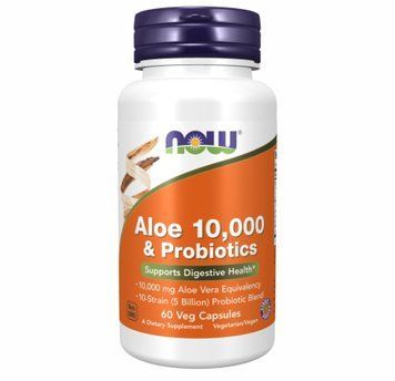 Now Foods Aloe Vera 10000 & Probiotics - 60 Veg Capsules 1454332 фото