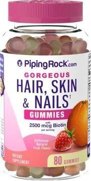 Piping Rock Hair, Skin & Nails Gummies 80 Gummies Жувальні вітаміни для волосся, шкіри і нігтів 502654 фото