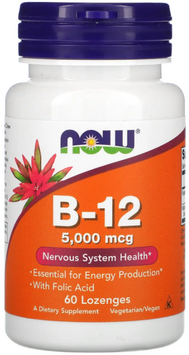 Now Foods B-12 Вітамін В12 5000 мкг 60 льодяників 1158595 фото