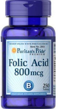 Puritan's Pride Folic Acid 800 mcg 250 tabs 442721 фото