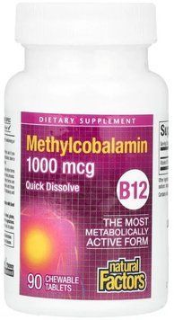 Natural Factors B12 Methylcobalamin 1000 mcg - 90 Tablets 1455974 фото