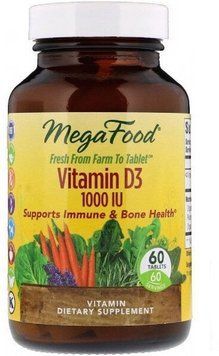 MegaFood Vitamin D3 1000 IU Витамин D3 60 таблеток 893740 фото