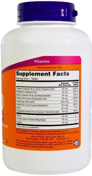 NOW Foods Vitamin B-50 250 TABS Вітамін B-50 520636 фото