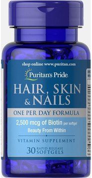 Puritan's Pride Hair, Skin & Nails One Per Day Formula 30 Softgels Формула для волос, кожи, ногтей 519210 фото