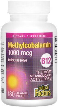 Natural Factors B12 Methylcobalamin 1000 mcg - 180 Tablets 1455975 фото