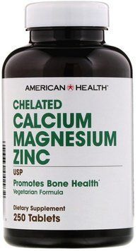 American Health Chelated Calcium Magnesium Zinc, 250 Tablets (AMH-04293) 681192 фото