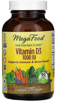 MegaFood Vitamin D3 1000 IU Витамин D3 90 таблеток 893741 фото