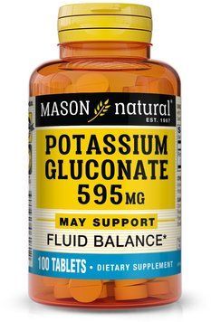 Mason Natural Potassium Gluconate 595 mg Калий глюконат 100 таблеток 936595 фото