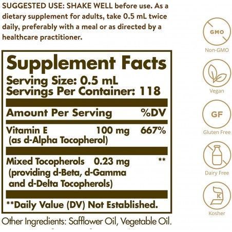 Solgar Liquid Vitamin E Солгар Вітамін E рідкий 59 мл 792861 фото