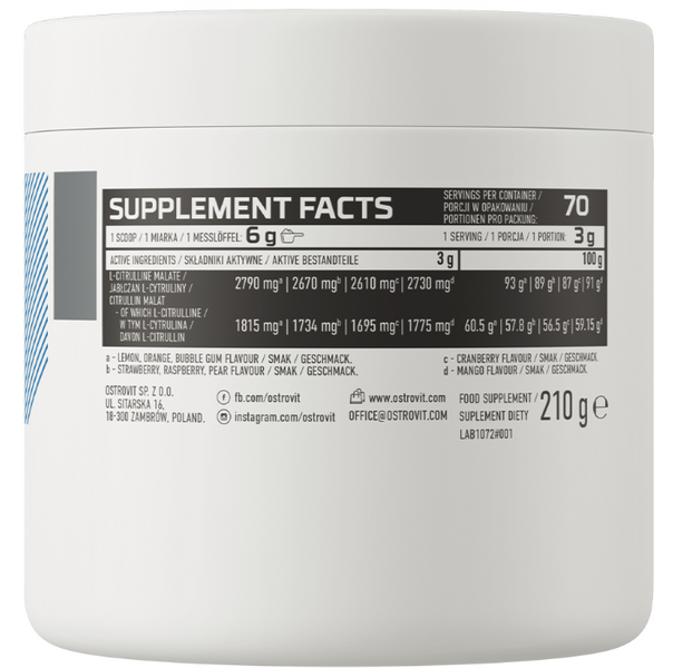 OstroVit Citrulline 210 g /70 servings/ Lemon 390697 фото