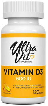 Vplab UltraVit Vitamin D3 600 IU 120 softgels / 120 servings 1267984 фото