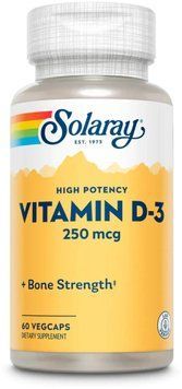 Solaray Super Strength Vitamin D-3 250mcg - 60 Veg Capsules 1452603 фото