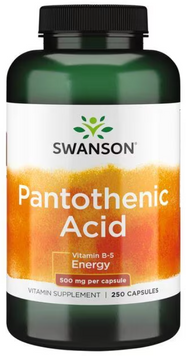Swanson Pantothenic Acid Пантотеновая кислота 500 мг 250 капсул 1107235 фото