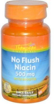 Thompson No Flush Niacin 500 mg 30 Veggie Caps Вітамін B3 551533 фото