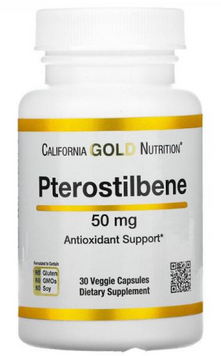 California Gold Nutrition Pterostilbene Птеростильбен 50 мг 30 рослинних капсул 1044033 фото