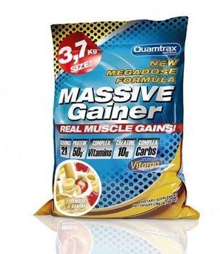 Гейнер Quamtrax Massive Gainer 3700 g / 21 servings / Strawberry Banana 721478 фото