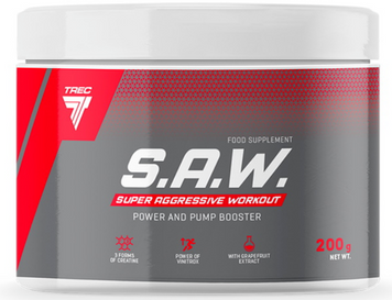 Передтренувальний комплекс Trec Nutrition S.A.W. 200 g / 40 servings / grapefruit cherry 1029302 фото