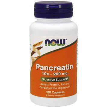 NOW Foods PANCREATIN 10 X 200 mg 100 CAPS Панкреатин 520721 фото