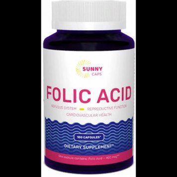Sunny Caps Folic Acid Powerfull 400 mcg Фолиевая кислота 100 капсул 779658 фото