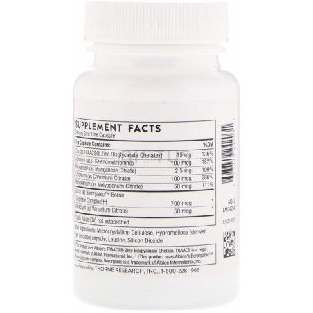 Thorne Research Trace Minerals 90 Veggie Caps Микроэлементы 532341 фото