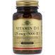 Solgar Vitamin D3, Cholecalciferol, 5000 IU, 100 Softgels 463623 фото 1