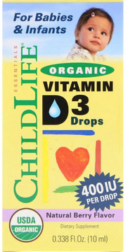 ChildLife, Organic Vitamin D3 Drops, Natural Berry Flavor, 400 IU, 0.338 fl oz (10 ml) (CDL13000) 623265 фото