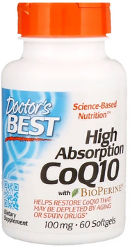 Doctor's Best, High Absorption CoQ10 with BioPerine, 100 mg, 60 Softgels (DRB-00088) 624078 фото
