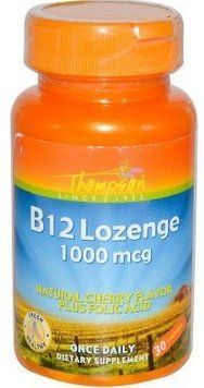 Thompson Vitamin B12 1000 mcg 30 Lozenge Вітамін B12 таблетки для розсмоктування натуральний аромат вишні 551537 фото