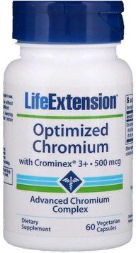 Life Extension Optimized Chromium with Crominex 3+ 500 mcg 60 Veg Caps Хром оптимизированный 535107 фото