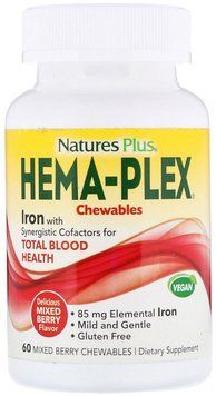 Nature's Plus, Hema-Plex, Mixed Berry, 60 Chewables (NTP3768) 631437 фото