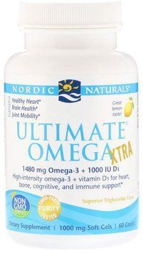 Nordic Naturals Ultimate Omega Xtra 1,000 mg 60 Soft Gels Lemon Экстра Омега-3 со вкусом лимона 550762 фото