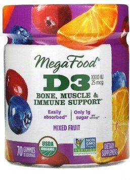 MegaFood Vitamin D3 Immune support 1000 IU Витамин D3 со вкусом фруктов 70 желейных конфет 893743 фото