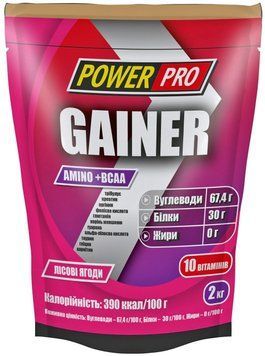 Гейнер Power Pro Gainer 2000 g / 50 servings / Лісова ягода 419931 фото