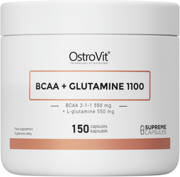 Амінокислота для спорту OstroVit BCAA + Glutamine 1100 mg 150 caps / 30 servings 1022033 фото
