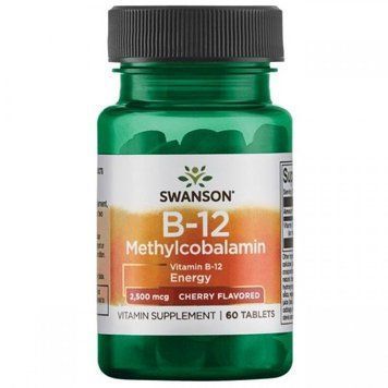 Swanson Vitamin B-12 Methylcobalamin 2500 mcg Вітамін В-12 зі смаком вишні 60 таблеток 776355 фото