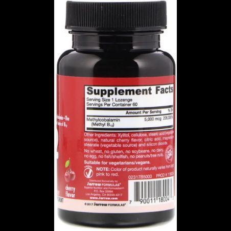 Jarrow Formulas Methyl B-12 Cherry Flavor 5000 mcg 60 Lozenges (JRW-18004) 587366 фото