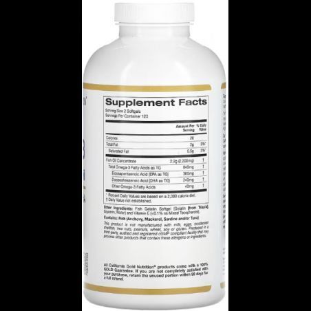 California Gold Nutrition Omega-3 Premium Fish Oil 240 капсул (Омега-3 рыбий жир премиум-класса) 1052551 фото