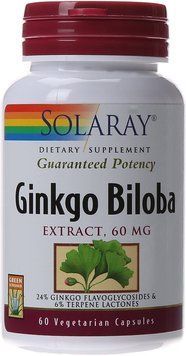 Solaray Ginkgo Biloba Leaf Extract, 60 mg, 60 Vegetarian Capsules (SOR-03600) 661214 фото